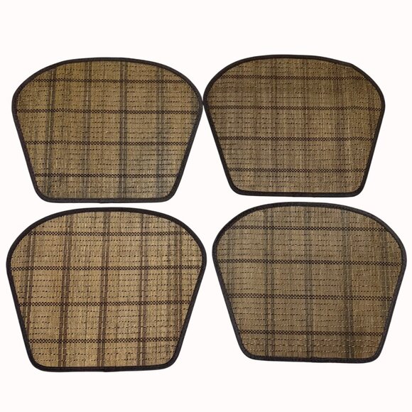 Woven Tan Bamboo Trapezoid Placemats Rustic Farmhouse Kitchen Table Mats - Picture 2 of 13